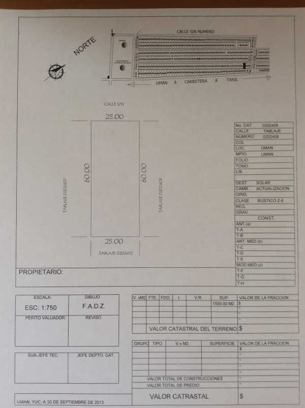 TERRENO UM&Aacute;N $700,000 (1,500m&sup2;)